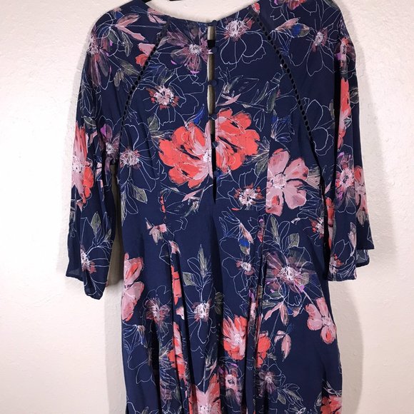 Free People Blue Floral Flowy Mini Dress - Picture 7 of 10